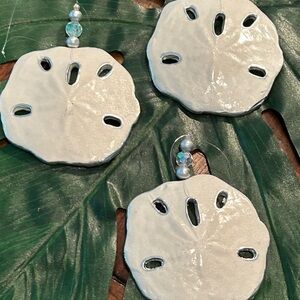 Silver accented sand dollars set of 3 ornaments